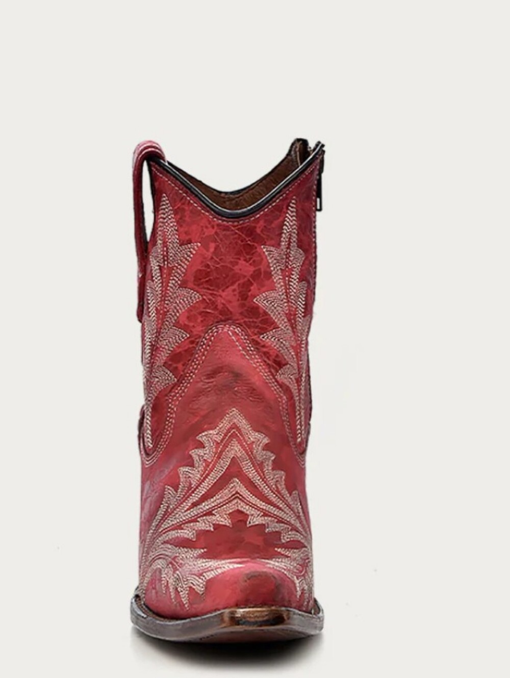 Corral Boots Circle G L5704 - WOMEN’S EMBROIDERY AND ZIPPER RED SNIP TOE ANKLE - Picture 4 of 15